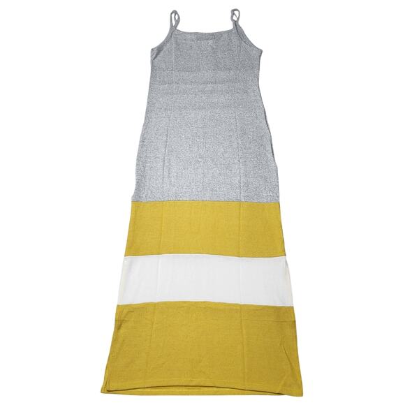 Anthropologie Ella Mara Super Soft Hacci Midi Tank Dress Gray Yellow Cream Small - Picture 2 of 8